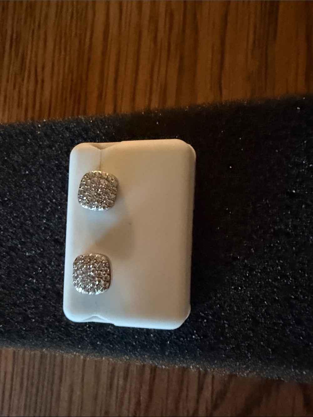 Pave Cushion Crystal Stud Earrings in Silver